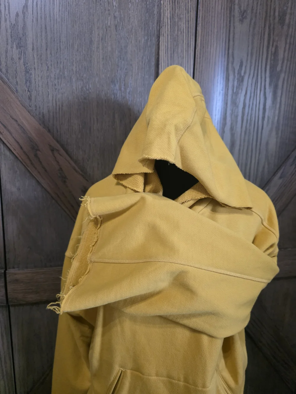ALO Yoga Mustard Yellow Raw-Edge Hooded Sweatshirt